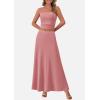 imagePRETTYGARDEN Women Two Piece Skirt Set Trendy Summer 2025 Crop Tank Top Flowy Midi Skirts Matching Ribbed Knit Casual OutfitsDusty Pink
