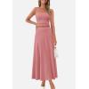 imagePRETTYGARDEN Women Two Piece Skirt Set Trendy Summer 2025 Crop Tank Top Flowy Midi Skirts Matching Ribbed Knit Casual OutfitsDusty Pink