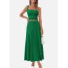 imagePRETTYGARDEN Women Two Piece Skirt Set Trendy Summer 2025 Crop Tank Top Flowy Midi Skirts Matching Ribbed Knit Casual OutfitsGreen