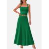 imagePRETTYGARDEN Women Two Piece Skirt Set Trendy Summer 2025 Crop Tank Top Flowy Midi Skirts Matching Ribbed Knit Casual OutfitsGreen