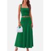 imagePRETTYGARDEN Women Two Piece Skirt Set Trendy Summer 2025 Crop Tank Top Flowy Midi Skirts Matching Ribbed Knit Casual OutfitsGreen