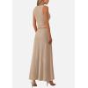 imagePRETTYGARDEN Women Two Piece Skirt Set Trendy Summer 2025 Crop Tank Top Flowy Midi Skirts Matching Ribbed Knit Casual OutfitsKhaki