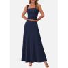imagePRETTYGARDEN Women Two Piece Skirt Set Trendy Summer 2025 Crop Tank Top Flowy Midi Skirts Matching Ribbed Knit Casual OutfitsNavy