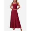 imagePRETTYGARDEN Women Two Piece Skirt Set Trendy Summer 2025 Crop Tank Top Flowy Midi Skirts Matching Ribbed Knit Casual OutfitsWine Red