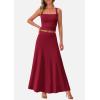 imagePRETTYGARDEN Women Two Piece Skirt Set Trendy Summer 2025 Crop Tank Top Flowy Midi Skirts Matching Ribbed Knit Casual OutfitsWine Red