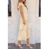imagePRETTYGARDEN Womens Floral Midi Dresses 2025 Summer Cap Sleeve Smocked Ruffle A Line Long Flowy Wedding Guest DressBeige