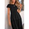 imagePRETTYGARDEN Womens Floral Midi Dresses 2025 Summer Cap Sleeve Smocked Ruffle A Line Long Flowy Wedding Guest DressBlack