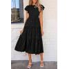 imagePRETTYGARDEN Womens Floral Midi Dresses 2025 Summer Cap Sleeve Smocked Ruffle A Line Long Flowy Wedding Guest DressBlack