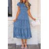 imagePRETTYGARDEN Womens Floral Midi Dresses 2025 Summer Cap Sleeve Smocked Ruffle A Line Long Flowy Wedding Guest DressBlue