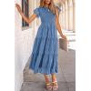 imagePRETTYGARDEN Womens Floral Midi Dresses 2025 Summer Cap Sleeve Smocked Ruffle A Line Long Flowy Wedding Guest DressBlue