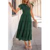 imagePRETTYGARDEN Womens Floral Midi Dresses 2025 Summer Cap Sleeve Smocked Ruffle A Line Long Flowy Wedding Guest DressDark Green