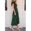 imagePRETTYGARDEN Womens Floral Midi Dresses 2025 Summer Cap Sleeve Smocked Ruffle A Line Long Flowy Wedding Guest DressDark Green