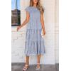 imagePRETTYGARDEN Womens Floral Midi Dresses 2025 Summer Cap Sleeve Smocked Ruffle A Line Long Flowy Wedding Guest DressGrey Blue