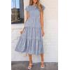 imagePRETTYGARDEN Womens Floral Midi Dresses 2025 Summer Cap Sleeve Smocked Ruffle A Line Long Flowy Wedding Guest DressGrey Blue