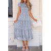imagePRETTYGARDEN Womens Floral Midi Dresses 2025 Summer Cap Sleeve Smocked Ruffle A Line Long Flowy Wedding Guest DressGrey Blue