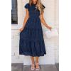 imagePRETTYGARDEN Womens Floral Midi Dresses 2025 Summer Cap Sleeve Smocked Ruffle A Line Long Flowy Wedding Guest DressNavy
