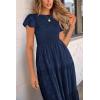 imagePRETTYGARDEN Womens Floral Midi Dresses 2025 Summer Cap Sleeve Smocked Ruffle A Line Long Flowy Wedding Guest DressNavy