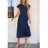 imagePRETTYGARDEN Womens Floral Midi Dresses 2025 Summer Cap Sleeve Smocked Ruffle A Line Long Flowy Wedding Guest DressNavy