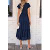 imagePRETTYGARDEN Womens Floral Midi Dresses 2025 Summer Cap Sleeve Smocked Ruffle A Line Long Flowy Wedding Guest DressNavy