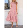 imagePRETTYGARDEN Womens Floral Midi Dresses 2025 Summer Cap Sleeve Smocked Ruffle A Line Long Flowy Wedding Guest DressPink