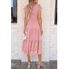 imagePRETTYGARDEN Womens Floral Midi Dresses 2025 Summer Cap Sleeve Smocked Ruffle A Line Long Flowy Wedding Guest DressPink