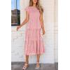 imagePRETTYGARDEN Womens Floral Midi Dresses 2025 Summer Cap Sleeve Smocked Ruffle A Line Long Flowy Wedding Guest DressPink