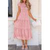 imagePRETTYGARDEN Womens Floral Midi Dresses 2025 Summer Cap Sleeve Smocked Ruffle A Line Long Flowy Wedding Guest DressPink
