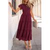 imagePRETTYGARDEN Womens Floral Midi Dresses 2025 Summer Cap Sleeve Smocked Ruffle A Line Long Flowy Wedding Guest DressWine Red
