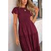 imagePRETTYGARDEN Womens Floral Midi Dresses 2025 Summer Cap Sleeve Smocked Ruffle A Line Long Flowy Wedding Guest DressWine Red