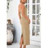 imagePRETTYGARDEN Womens Maxi Dress 2025 Summer Long Resort Wedding Guest Dresses Vacation Casual Bodycon Spaghetti Strap SundressKhaki