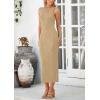 imagePRETTYGARDEN Womens Maxi Dress 2025 Summer Long Resort Wedding Guest Dresses Vacation Casual Bodycon Spaghetti Strap SundressKhaki