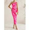 imagePRETTYGARDEN Womens One Shoulder Bodycon Dress Summer 2025 Printed Ruched Mesh Dress Party Cocktail Fitted Long DressPink Floral