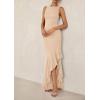 imagePRETTYGARDEN Womens Summer Bodycon Maxi Dress 2025 Sleeveless Ruffle Mermaid Cocktail Wedding Guest Formal Long DressesApricot