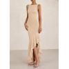 imagePRETTYGARDEN Womens Summer Bodycon Maxi Dress 2025 Sleeveless Ruffle Mermaid Cocktail Wedding Guest Formal Long DressesApricot