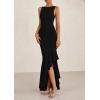 imagePRETTYGARDEN Womens Summer Bodycon Maxi Dress 2025 Sleeveless Ruffle Mermaid Cocktail Wedding Guest Formal Long DressesBlack