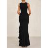 imagePRETTYGARDEN Womens Summer Bodycon Maxi Dress 2025 Sleeveless Ruffle Mermaid Cocktail Wedding Guest Formal Long DressesBlack