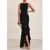 imagePRETTYGARDEN Womens Summer Bodycon Maxi Dress 2025 Sleeveless Ruffle Mermaid Cocktail Wedding Guest Formal Long DressesBlack