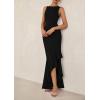 imagePRETTYGARDEN Womens Summer Bodycon Maxi Dress 2025 Sleeveless Ruffle Mermaid Cocktail Wedding Guest Formal Long DressesBlack