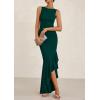 imagePRETTYGARDEN Womens Summer Bodycon Maxi Dress 2025 Sleeveless Ruffle Mermaid Cocktail Wedding Guest Formal Long DressesDark Green