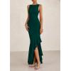 imagePRETTYGARDEN Womens Summer Bodycon Maxi Dress 2025 Sleeveless Ruffle Mermaid Cocktail Wedding Guest Formal Long DressesDark Green