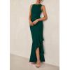 imagePRETTYGARDEN Womens Summer Bodycon Maxi Dress 2025 Sleeveless Ruffle Mermaid Cocktail Wedding Guest Formal Long DressesDark Green