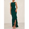 imagePRETTYGARDEN Womens Summer Bodycon Maxi Dress 2025 Sleeveless Ruffle Mermaid Cocktail Wedding Guest Formal Long DressesDark Green