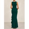 imagePRETTYGARDEN Womens Summer Bodycon Maxi Dress 2025 Sleeveless Ruffle Mermaid Cocktail Wedding Guest Formal Long DressesDark Green