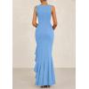 imagePRETTYGARDEN Womens Summer Bodycon Maxi Dress 2025 Sleeveless Ruffle Mermaid Cocktail Wedding Guest Formal Long DressesLight Blue