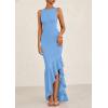 imagePRETTYGARDEN Womens Summer Bodycon Maxi Dress 2025 Sleeveless Ruffle Mermaid Cocktail Wedding Guest Formal Long DressesLight Blue
