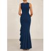 imagePRETTYGARDEN Womens Summer Bodycon Maxi Dress 2025 Sleeveless Ruffle Mermaid Cocktail Wedding Guest Formal Long DressesNavy