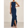 imagePRETTYGARDEN Womens Summer Bodycon Maxi Dress 2025 Sleeveless Ruffle Mermaid Cocktail Wedding Guest Formal Long DressesNavy