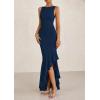imagePRETTYGARDEN Womens Summer Bodycon Maxi Dress 2025 Sleeveless Ruffle Mermaid Cocktail Wedding Guest Formal Long DressesNavy