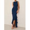imagePRETTYGARDEN Womens Summer Bodycon Maxi Dress 2025 Sleeveless Ruffle Mermaid Cocktail Wedding Guest Formal Long DressesNavy