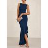 imagePRETTYGARDEN Womens Summer Bodycon Maxi Dress 2025 Sleeveless Ruffle Mermaid Cocktail Wedding Guest Formal Long DressesNavy